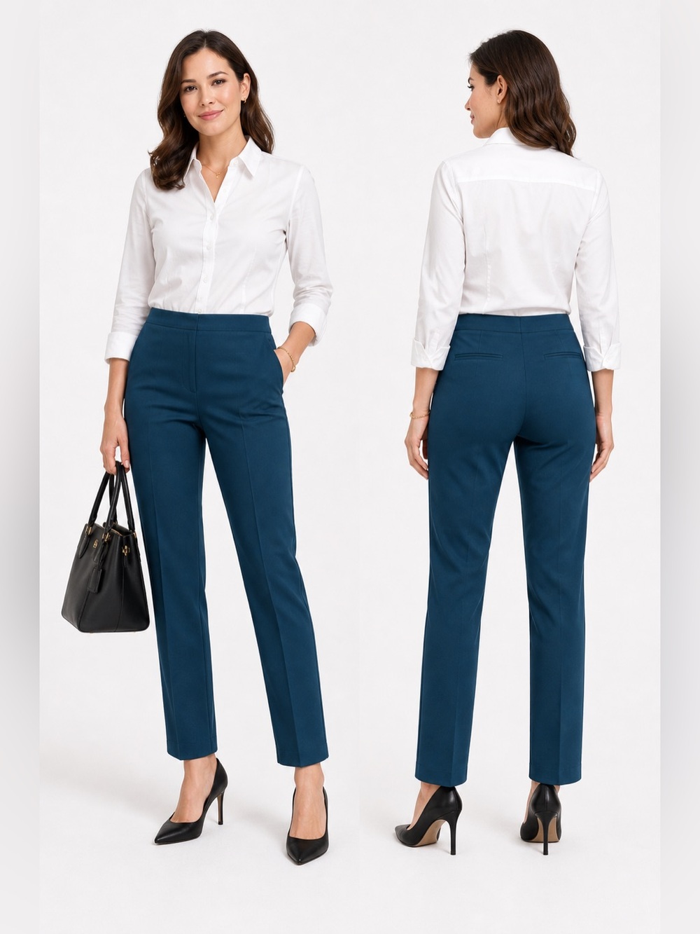 Ann Taylor Women's Teal Chinos - Picture 2 of 9